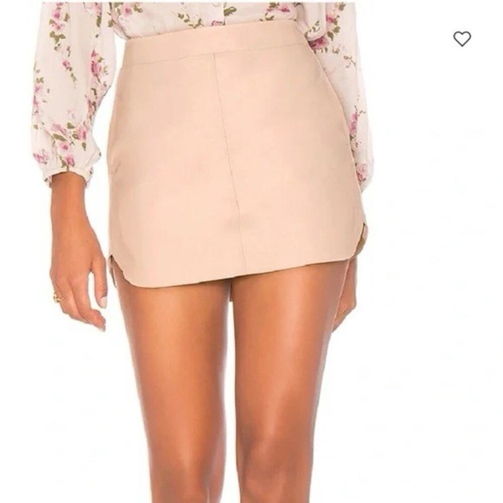 karina grimaldi Tan Leather Mini Skirt Small